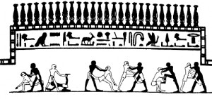 Beni Haszan, Amenemhat sírja (BH2): birkózók.
(forrás:  Decker W., Sports and Games of Ancient Egypt, American University in Cairo 1993, 73. old., 38. ábra)